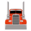 Red semi truck, front view, flat style Royalty Free Stock Photo